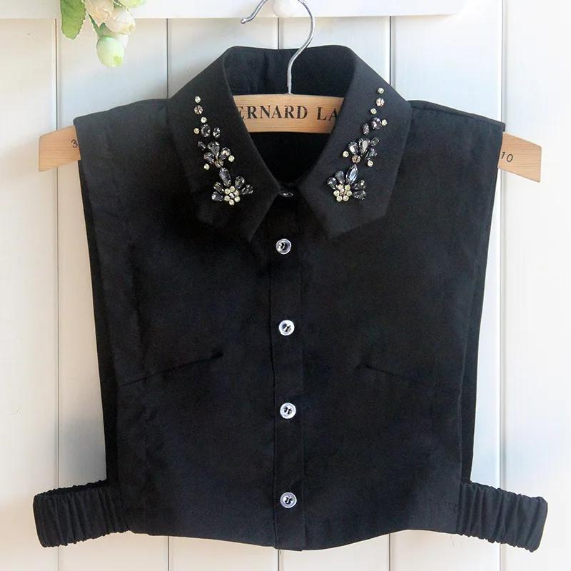 Colletto Falso in Cotone Coreano da Donna Argento Perline Rimovibile Colletto Falso Camicetta Strass Falsi Colletti Femminili Colletto Staccabile
