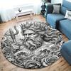Sketch Truck Whale Poseidon Skeleton Round Area Rug,Carpet Rug for Living Room Bedroom Sofa Playroom Decor,Non-slip Floor Mat
