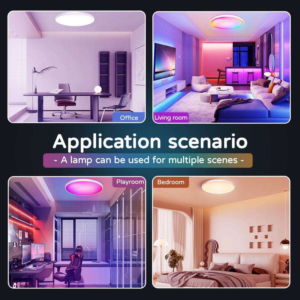 Ultra-Thin Smart Ceiling Lamp with Alexa Voice Control - WiFi & Bluetooth, RGB Color, Dimmable