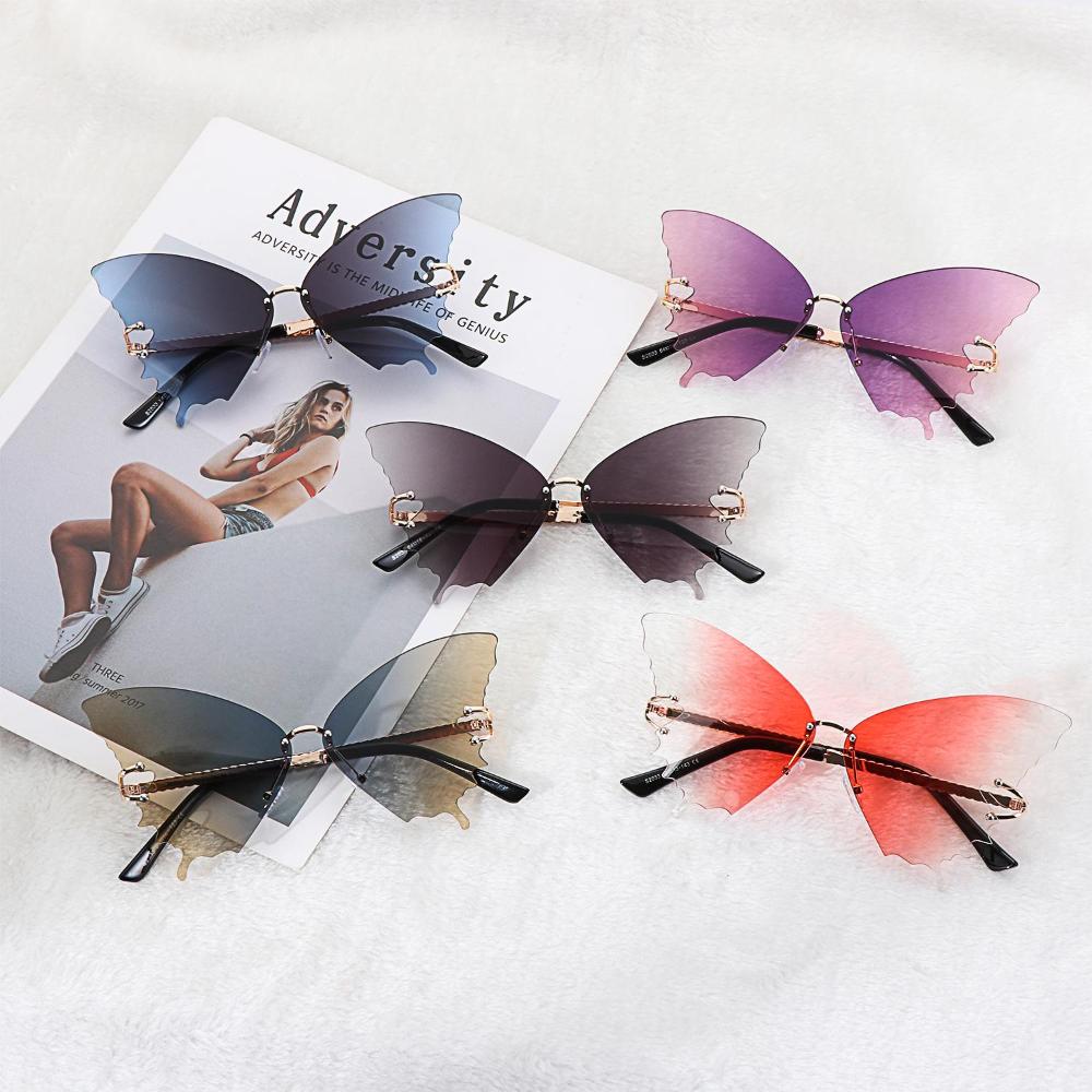 Christmas Decorations Fashion Eyewear Rimless Sunglasses Retro Sun Glasses Uv Protection Butterfly Sunglasses