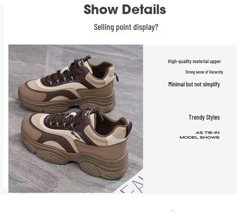 Dámské 2025 jarní trendy tenisky na silné podrážce - Všestranné, zeštíhlující, sportovně ležérní boty