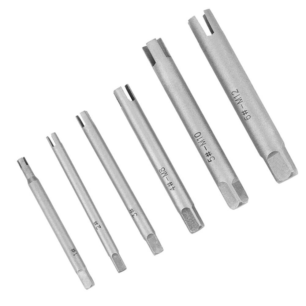 6 Stück 3/4 Gewindebohrer-Auszieher-Set Lagerstahl Legierungsstahl Abgerissener Kopf Schraubenentferner 3 Arten Auszieher für beschädigte Gewindebohrer
