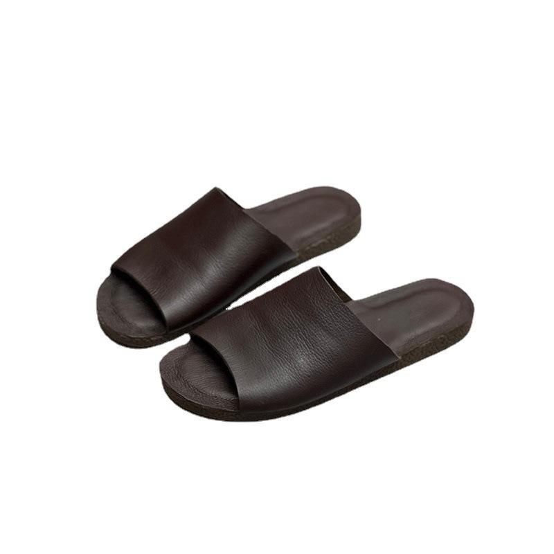 Žabky z pravé kůže Ležérní sandál s plochým dnem z měkké hovězí kůže