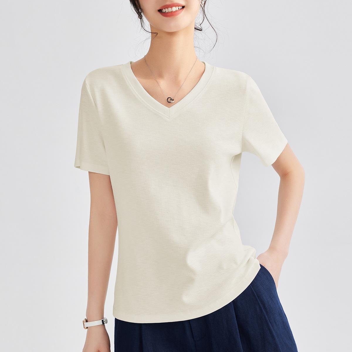 

Crew neck solid color versatile heavy bamboo snowflake cotton women s new basic front shoulder elastic top women s XXXL
