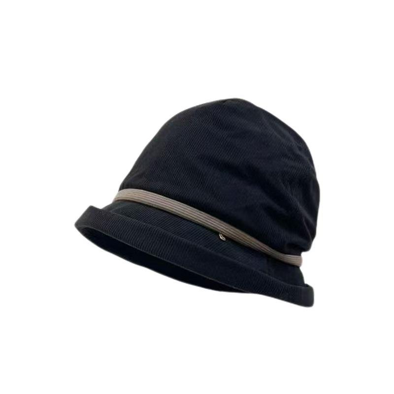 Fashion Women's Corduroy Hat Autumn Winter Warm Fisherman Cap Retro Casual Versatile Bucket Cap Solid Color Outdoor Pile Cap