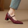 Soft sheepskin black high heels 2025 spring and autumn new French retro thick heel with Mary Jane shoes women's single shoes