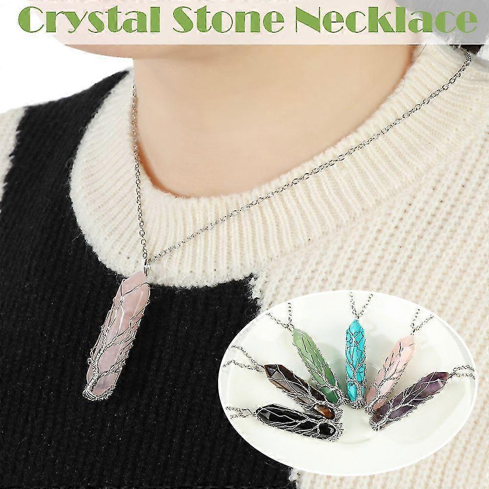 Fashion Crystal Stone Necklace Gifts Healing Crystal Stone Gemstone Pendant