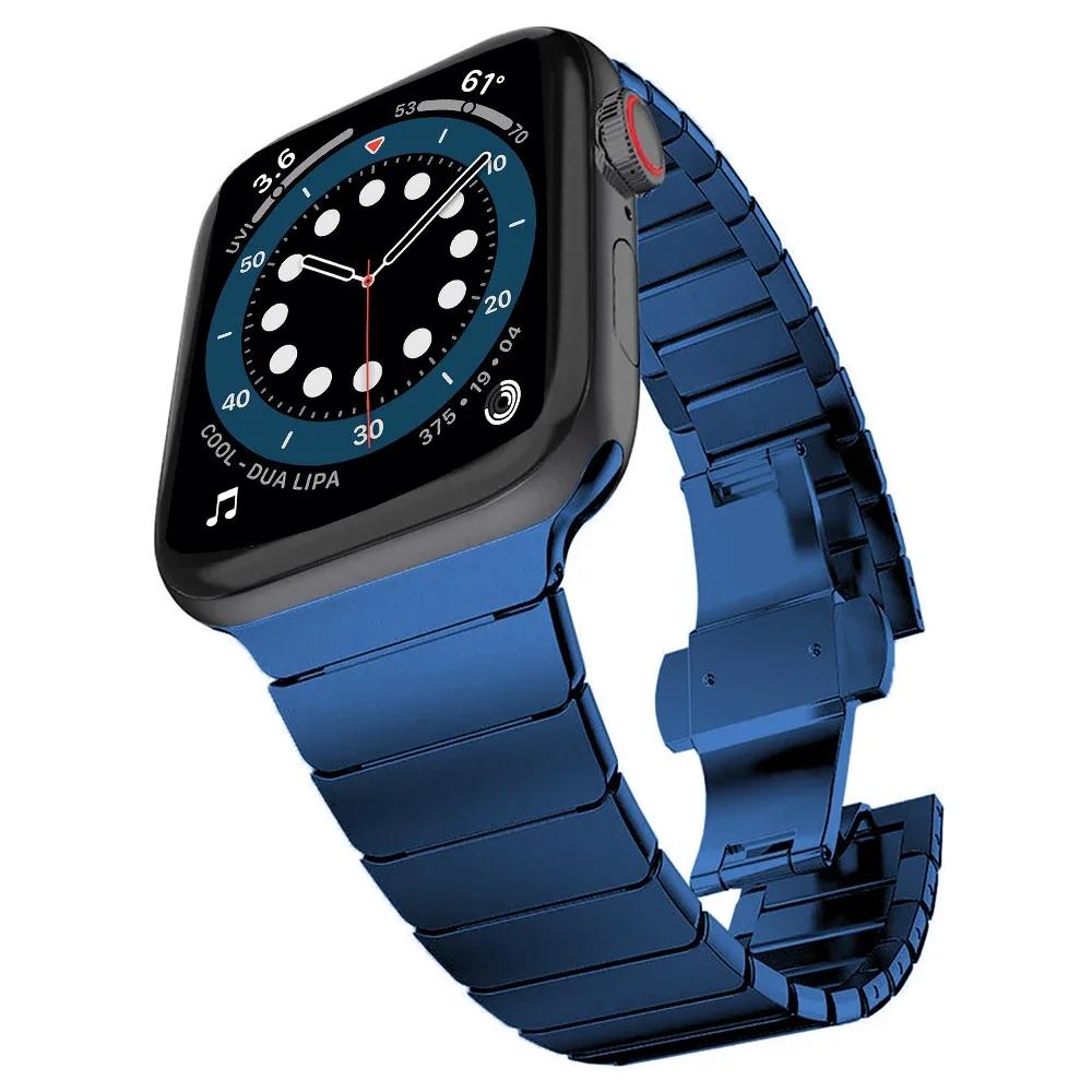 Metal Link Bracelet For Apple Watch Band 45mm 44mm 42mm 46mm 41mm 40mm 49mm Stainless Steel Wristband iWatch 10 9 8 7 6 5 4 Belt