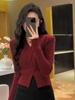Dragon Year Chic and Beautiful Red V-neck Autumn and Winter Sweater