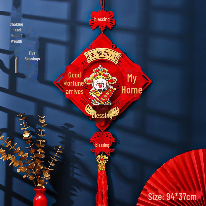 2025 Year of the Snake Spring Festival God of Wealth Pendant - New Year Door Hanging Decoration for Living Room