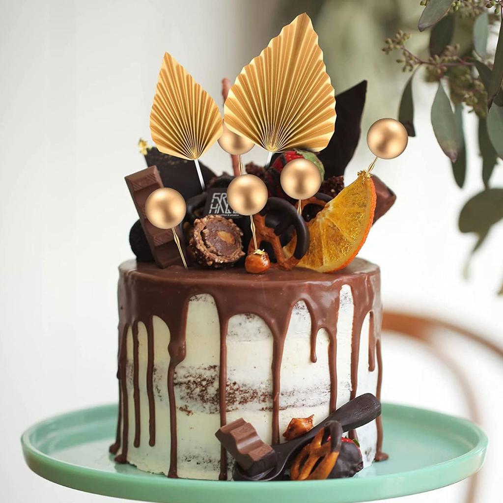 22 ks Kuliček Toppery na dorty Dekorace dortů Pěnové kuličky Papírová palmová listová vložka do dortu pro narozeniny Svatbu Dětskou Párty Dekorace