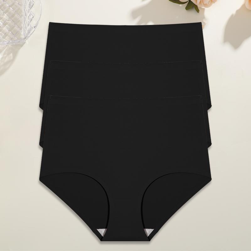 

3 шт. Трусы большого размера из ледяного шелка, женские бесшовные трусики, сексуальные трусы с высокой посадкой, бесследные, невидимые, дышащее нижнее белье XXL