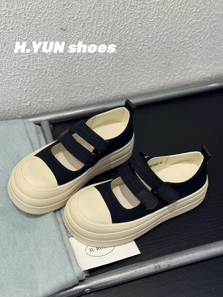 Thick-soled Mary Jane Little White Shoes Women's Spring New Velcro Big Head Heightening Lightweight Casual Muffin Shoes