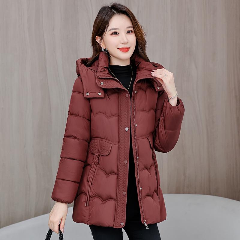 2025 Winter Women's Plus-Size Mid-Length Cotton Jacket - Warm and Fashionable for Mothers