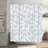 Elegant Blue Leaf Shower Curtain Modern Bath Decor for Bathroom Remodeling Water Resistant Fabric with Hooks (White Navy)