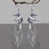 Swallow Willow Leaf Earrings High-End Tassel Long Earrings Women'S Literary Retro Temperament Earrings