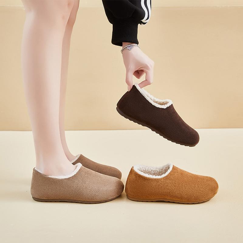Winter Warm Moccasins for Women Faux Suede Loafers with Fuzzy Plush Lined Non Slip House Flats Shoes Women's Indoor Outdoor Faux Fur Walking Shoes