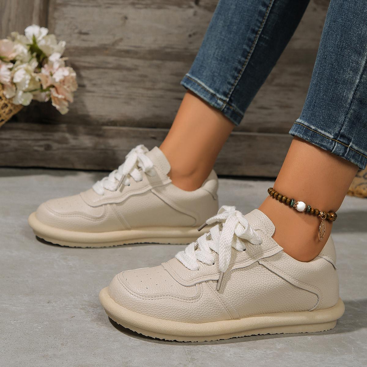 

Fashion Woman Sneakers Spring Autumn New Lace Up Flat Platform Shoes Soft Non Slip Round Toe Outdoor Sneakers Women Zapatos De Mujer 35