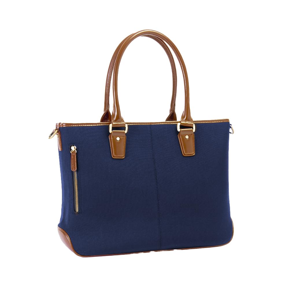 

Сумка-тоут мужская деловая из легкого нейлона Cordura, вмещает формат A4, ПК, плечевой ремень продается отдельно, GA204C (Темно-синий x Верблюжий)