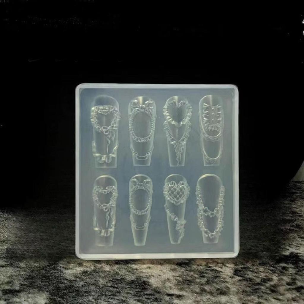 Flexible Silikon Nageldekor Form Filigrane Geschnitzte Muster Creme Rüschen Schleifen Bastelwerkzeug Resin Schmuckherstellung