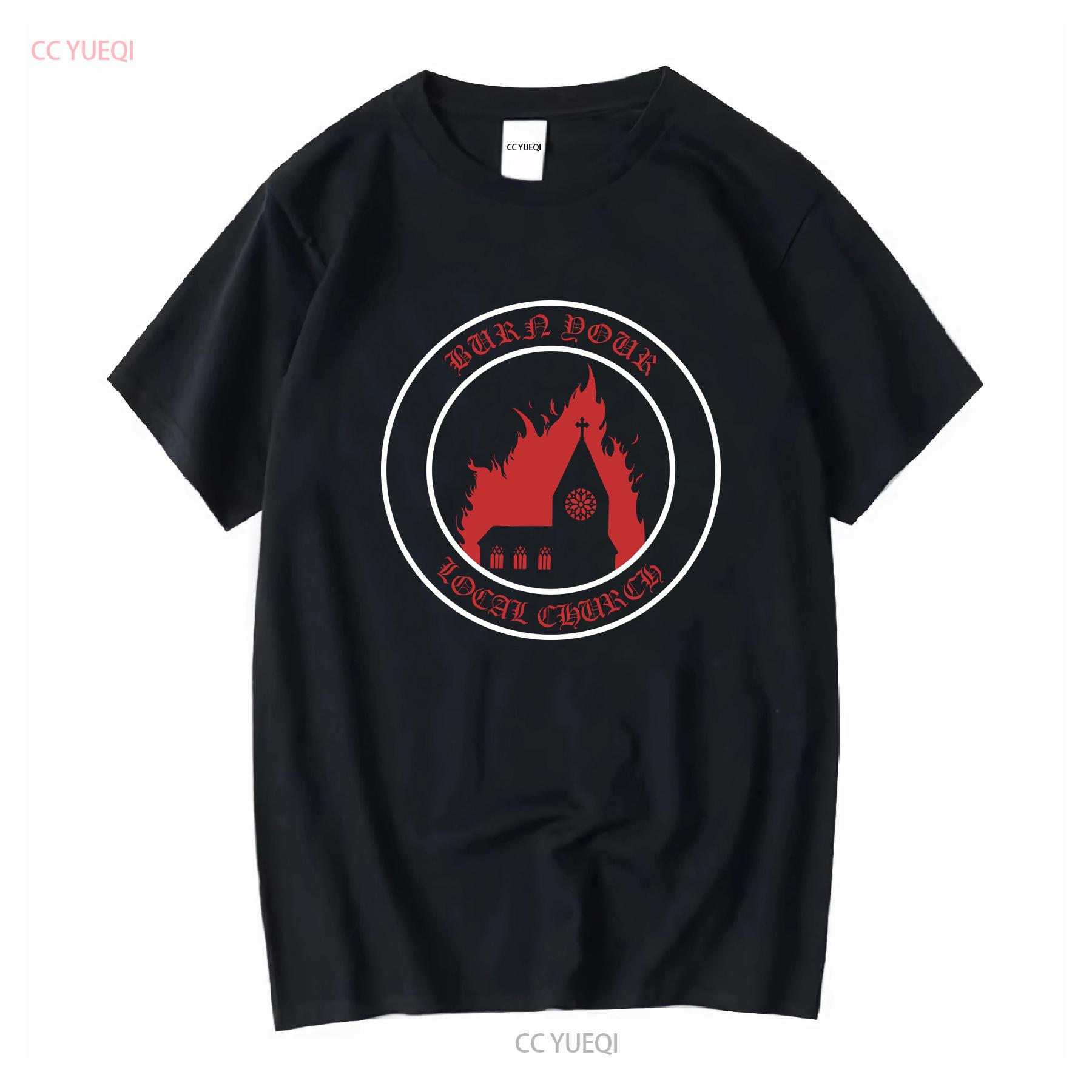 

NEMESIS Burn Your Local Church Circle Logo T Shirt vintage Washed Comfortable Stretched Breathable Versatile homme fashion Soft 4XL