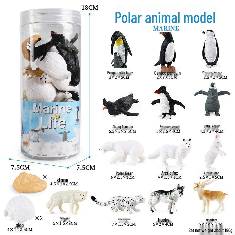 Polar Wildlife Animal Model Toy Set: Polar Bear & Penguin