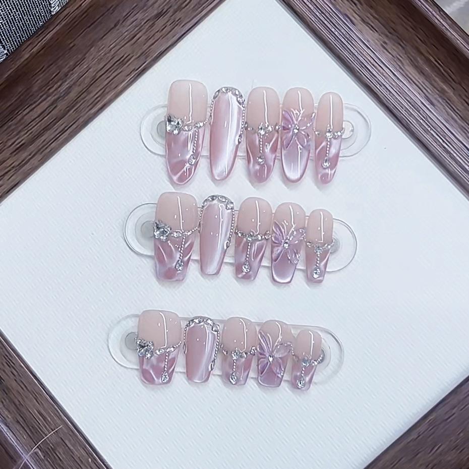 Hand-woven Armor Purple Sparkling Three-dimensional Relief Butterfly Pure Temperament Manicure Stickers