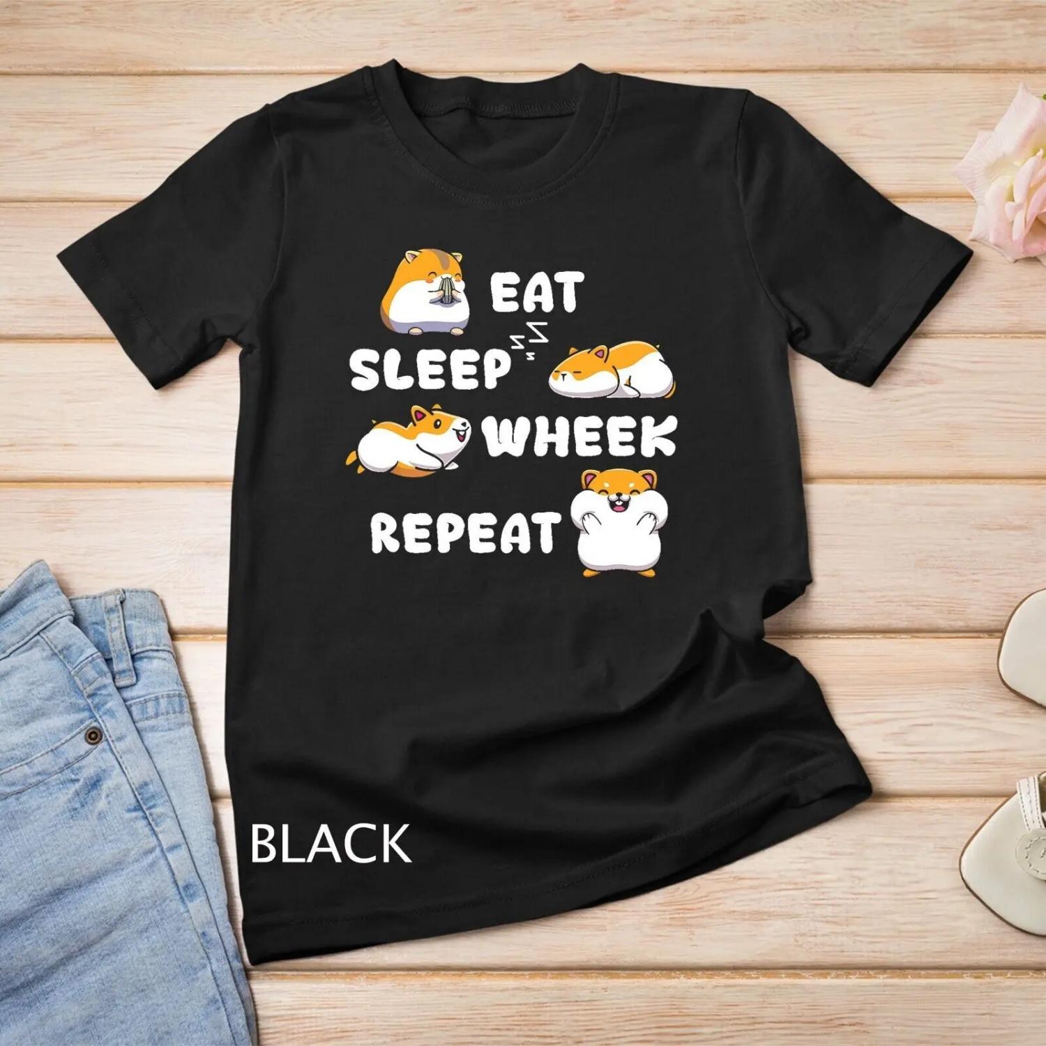 Eat Sleep Wheek Guinea Pig Rodent Cavies Cavy Animals Lover T shirt S чёрный