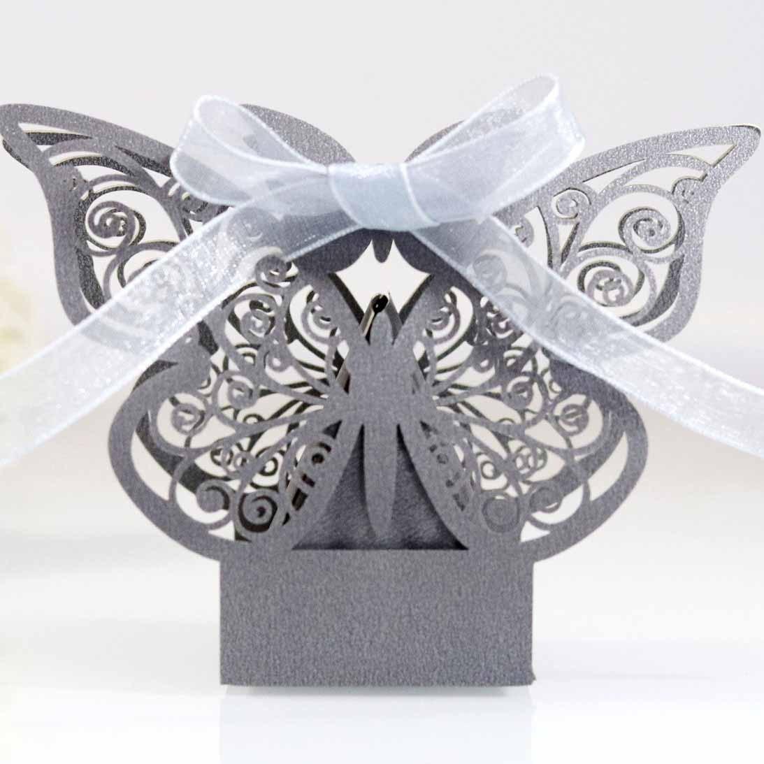 

50Pcs Butterfly Favor Gift Candy Box Wedding Gift Chocolate Party Favors Packaging Sugar Boxes Present Box Decoration others серый