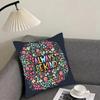 Be Kind Flowers Cushion Cover Pillowcase Comfort Sofa Bed Silky Elegant Invisible Zipper Decorative Cushion Cover