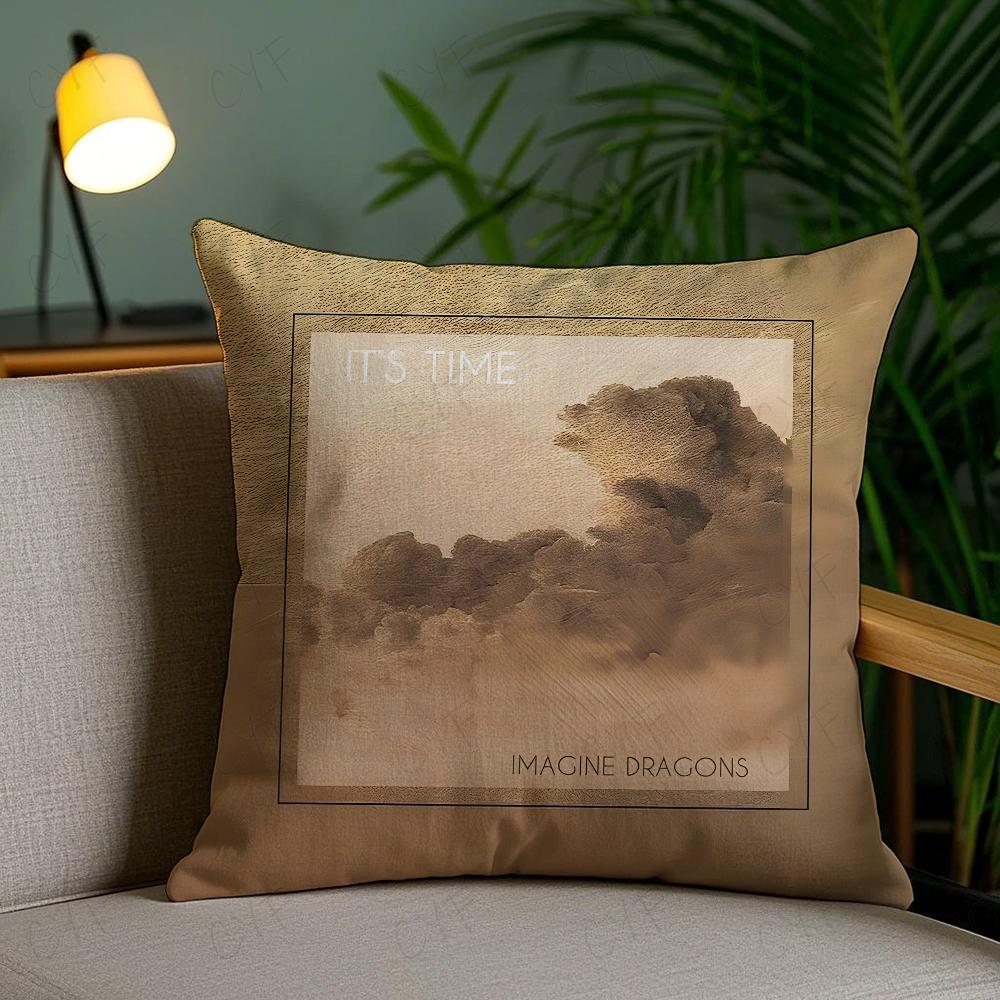Imagine D-Dragons Band Pillow Case Anti-Dustmite Pillowcase Invisible Zipper Silky Short Plush Sofa Cushion Cover