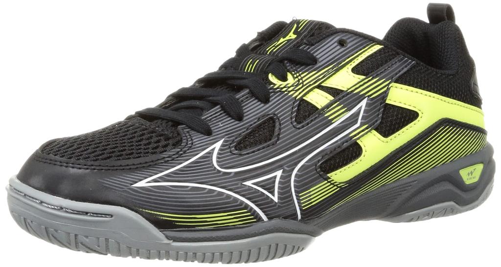 Mizuno Table Tennis Shoes Wave Kaiserburg 7 cm 3E Black/White/Yellow 24.5