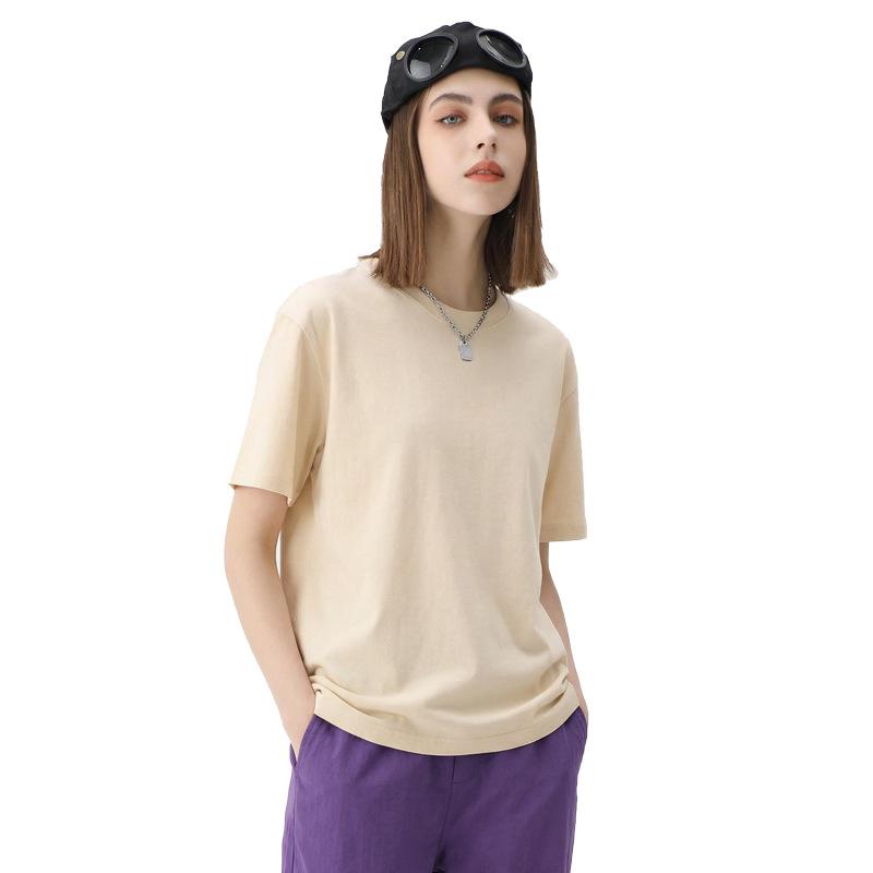 European Size 24 Combed Cotton Round Neck Front Shoulder Short-Sleeved T-Shirt Casual Solid Color Men'S Versatile Blank T-Shirt