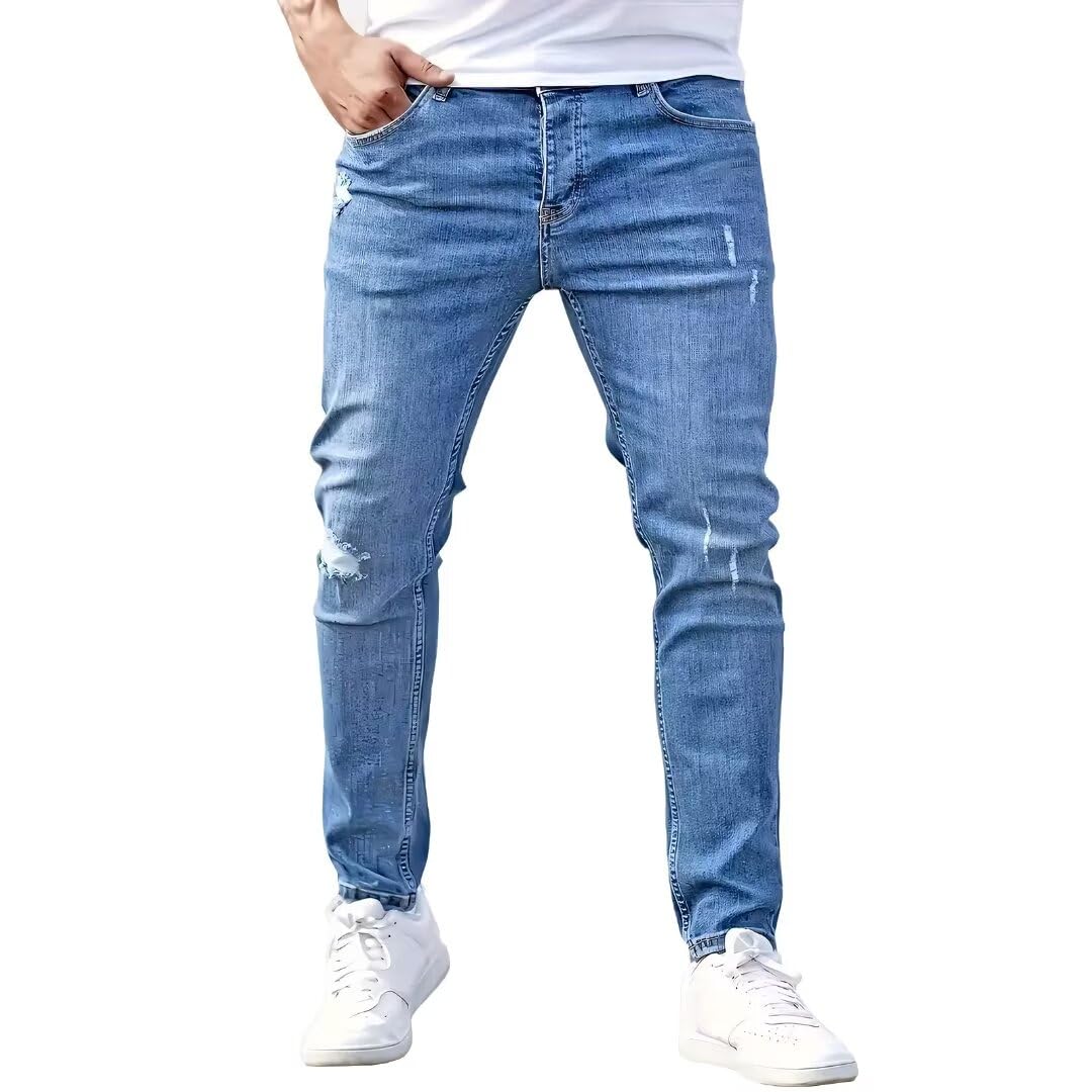 Kayiyasu Skinny Cargo Stretch Denim Plus Sizes Stylish for and Winter Men s Jeans, Pants, S-2XL, Buttoned, Cotton, Spring, Summer, Fall, (2XL Blue) синий