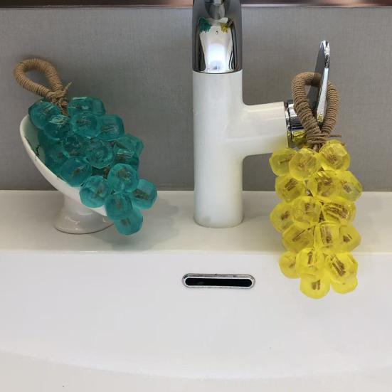 Grape Soap On Rope Handmade Translucent Fruit Shaped Soap Decorative Bathroom Travel Hanging Soap for Shower Sink