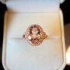 Shining Oval Gold Powder Crystal Silver Full of Diamonds Women's Ring Opening Luxury Exquisite Wedding Anniversary