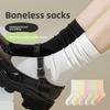 Weiße gestapelte Socken ohne Bündchen für Damen im Sommer Baumwolle Lange Socken Wadenmitte