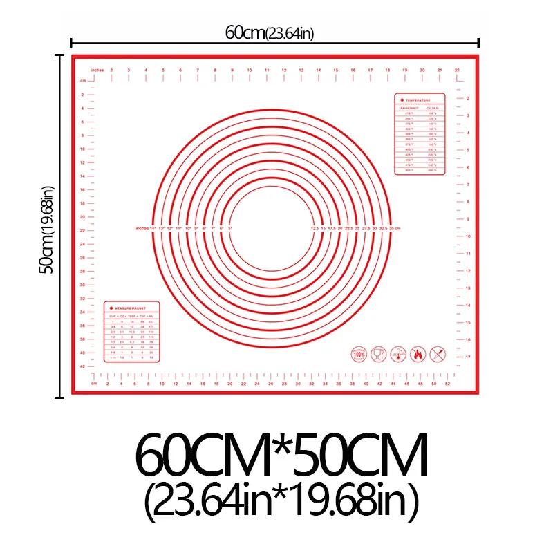 Oversize 80/70/60/30cm Silicone Baking Mat Rolling Kneading Pad Pastry Tools Crepes Pizza Dough Non-Stick Kitchen Silicone Mat