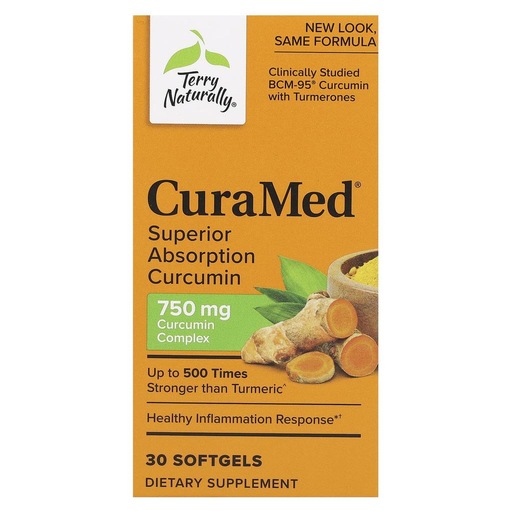 Curamed, Vysoce vstřebatelný kurkumin, 750 mg, 30 měkkých kapslí