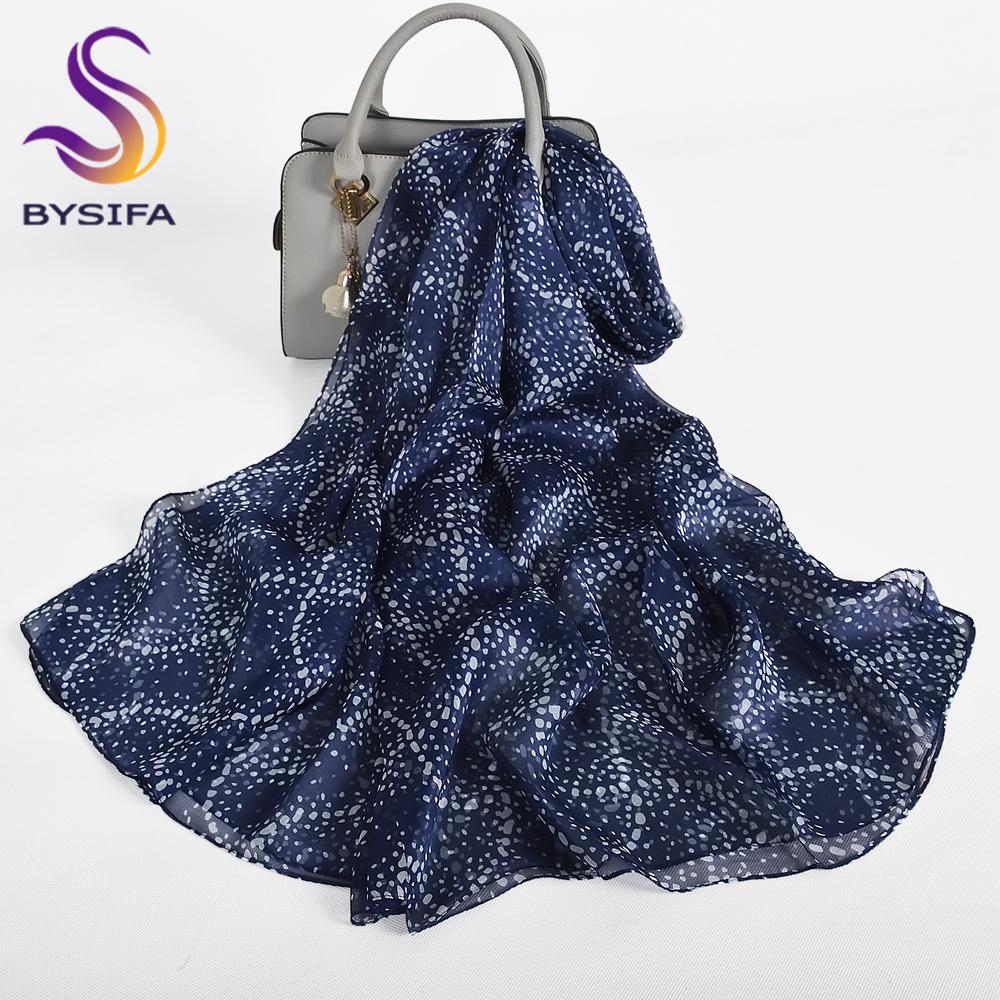 [BYSIFA] Purple 100% Mulberry Silk Scarf Wrap Fall Winter Magnolia Design Long Scarves Shawls Women Spring Summer Beach Shawl