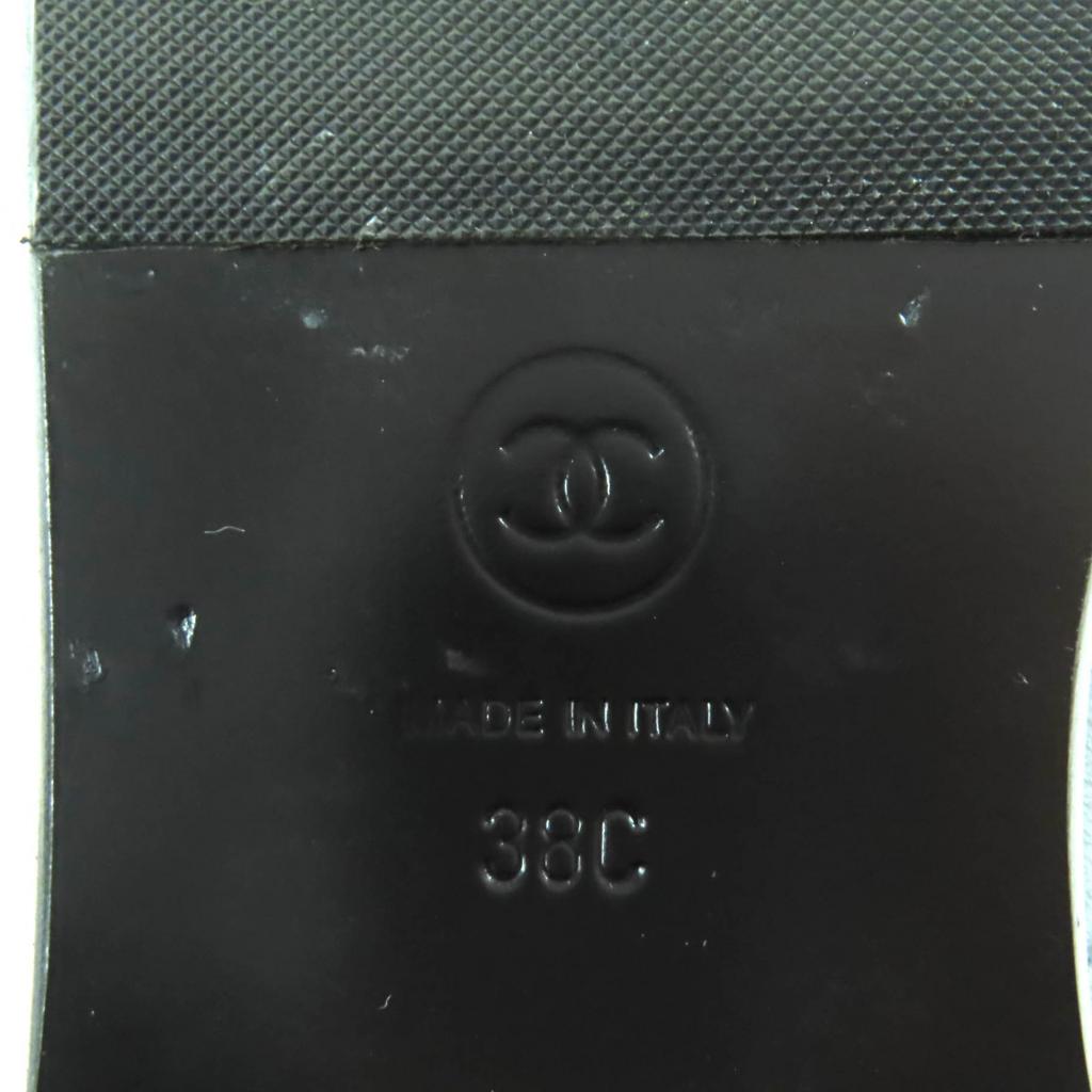 Great CHANEL short boots black leather Women 38 G37826 Used