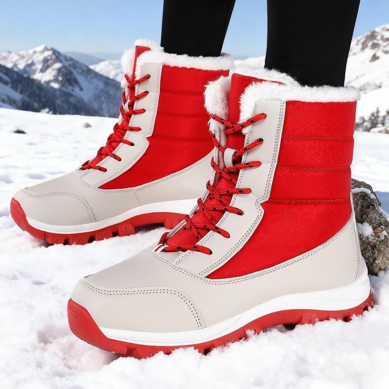 Cotton Shoes Women's Winter Plus Velvet Thickened High-top Thick-soled Cotton Boots Waterproof Non-slip Lace-up Snow Boots