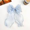 Grampo de Cabelo com Laço de Organza de Bolinhas Pretas Pinça de Cabelo de Fita Fofa para Mulheres Adorno de Cabeça Francês Acessórios de Cabelo Doces e Fofos Presilhas