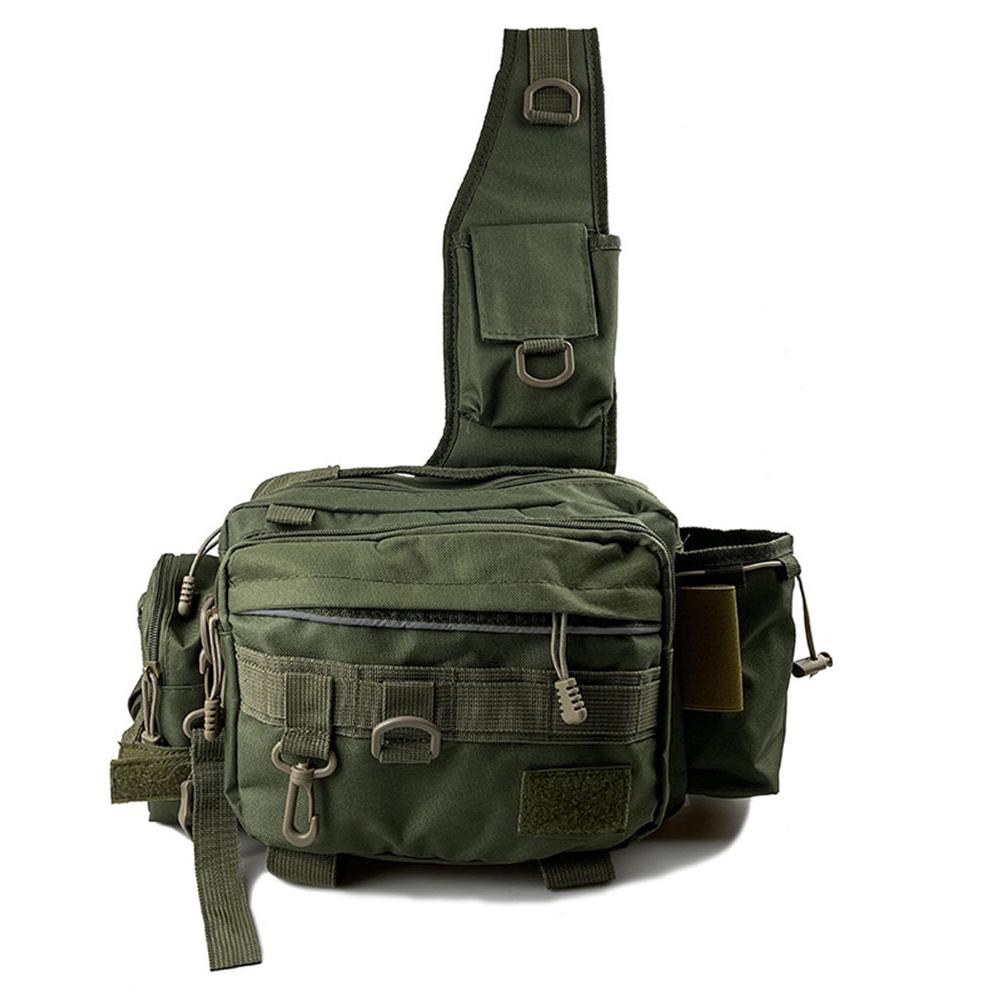 Fishing Tackle Bag Multifunctional Fishing Backpack Single Shoulder Fishing Gear Bag with Rod Holder for Fishing Hiking Hunting