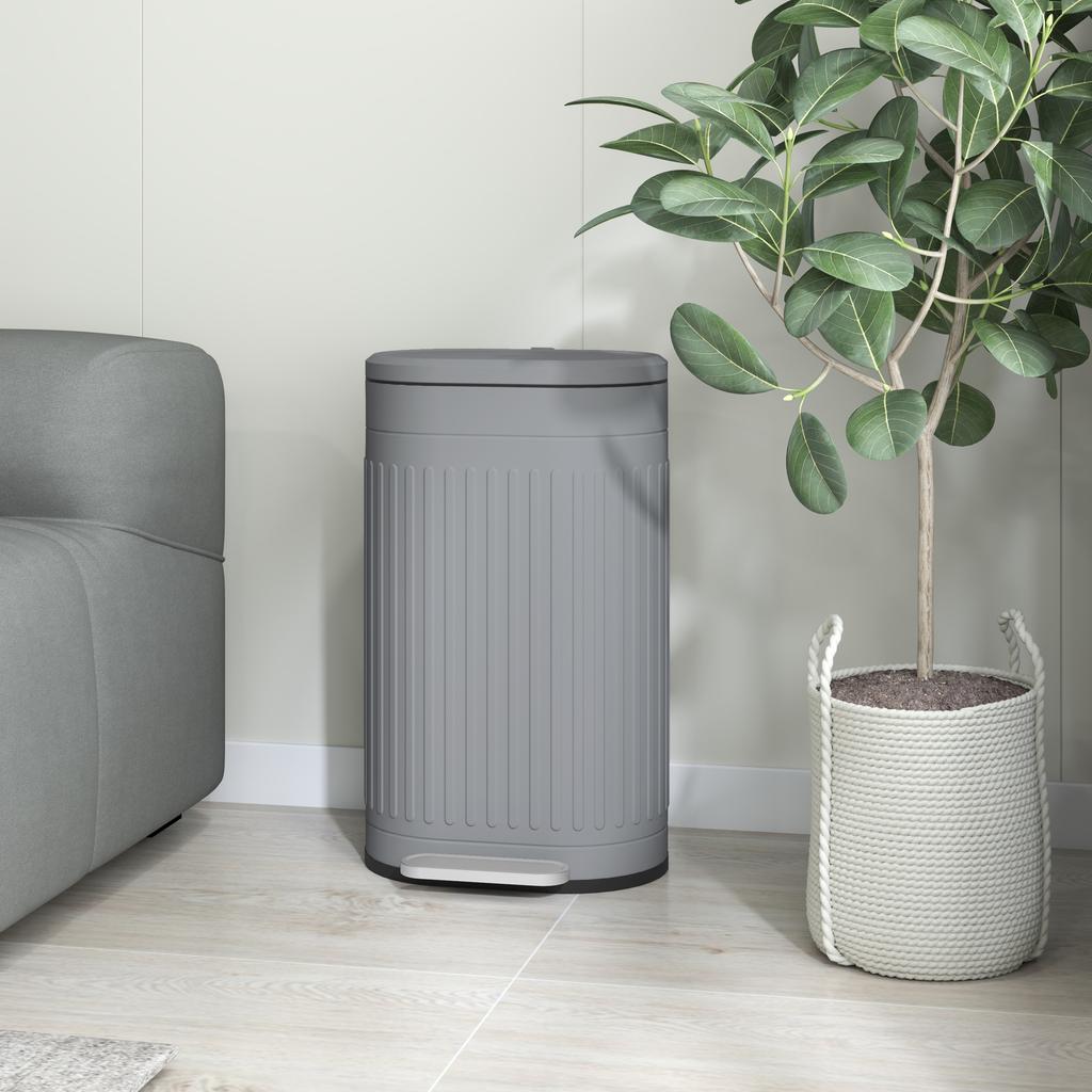 30L Metal Kitchen Bin, with Soft-Close Lid - Grey