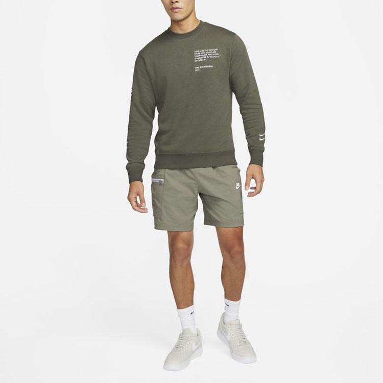 Nike French Terry Embroidered Crewneck Sweatshirt Unisex Tops Swamp-Twilight-Yellow DJ0466-380