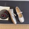 French gentle fairy evening shallow mouth single shoes female spring and autumn 2025 new one-word belt flat Mary Jane grandma shoes