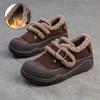 Johnature Plush Warm Retro Versatile Loafers Genuine Leather Casual Thick Soled Women's Flat Platform Shoes