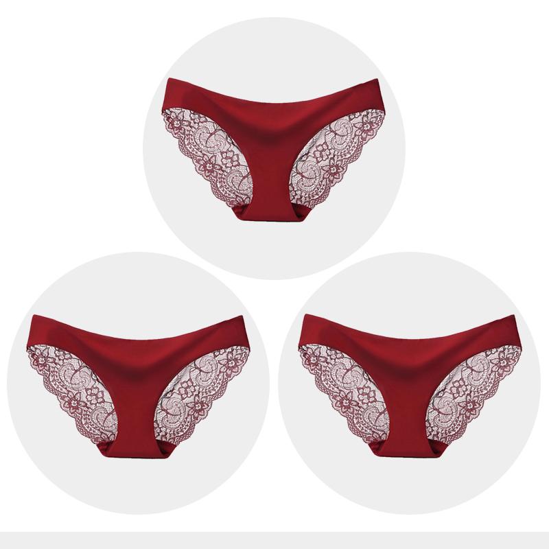 Women's Seamless Underwear Leopard Intimate Women Sexy Lace Black Floral Panties Seamless Panty 3 Pcs/set