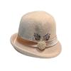 British Retro Rhinestone Buckle Decorative Temperament Wool Woolen Top Hat Women'S Autumn And Winter Crimped Basin Hat Versatile Warm Knitted Hat